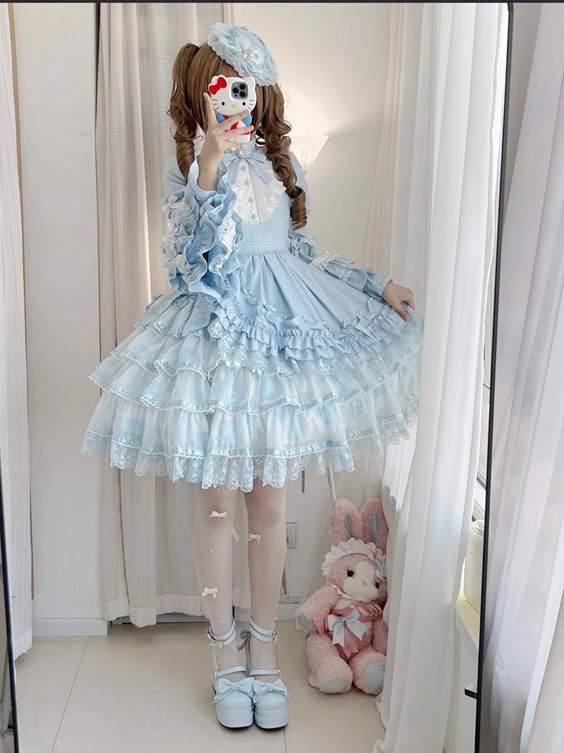Solo Puppet Sweet Lolita OP Dress with Princess Long Sleeves - image 10