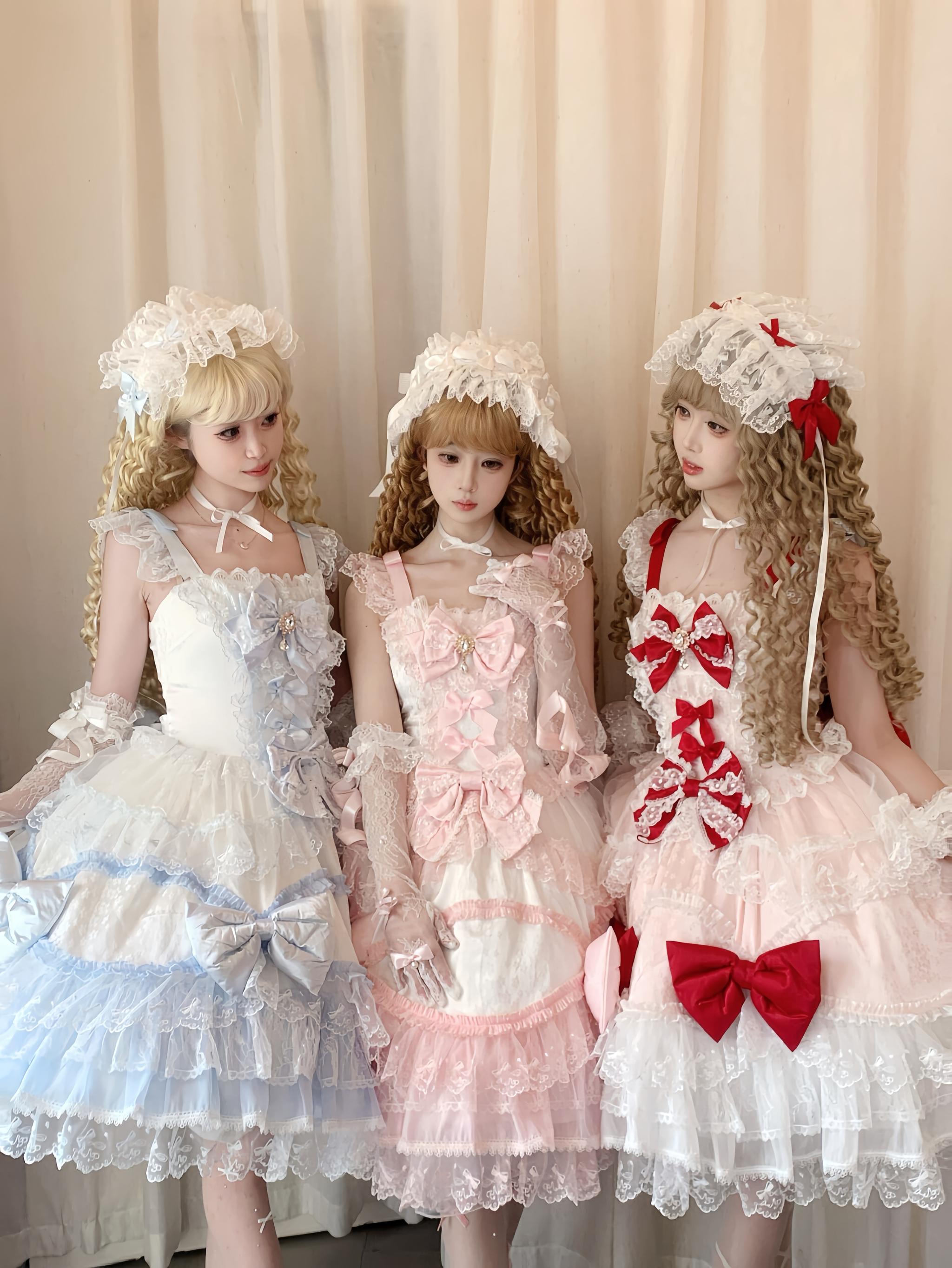 Floral Dream Isle - Sweet Lolita Doll-like JSK Dress, Bows & Lace - image 4