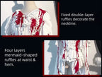 Echo of Deep Sea - Satin Ouji Lolita Trailing Blouse, Solid or Blood Stain Style - image 14