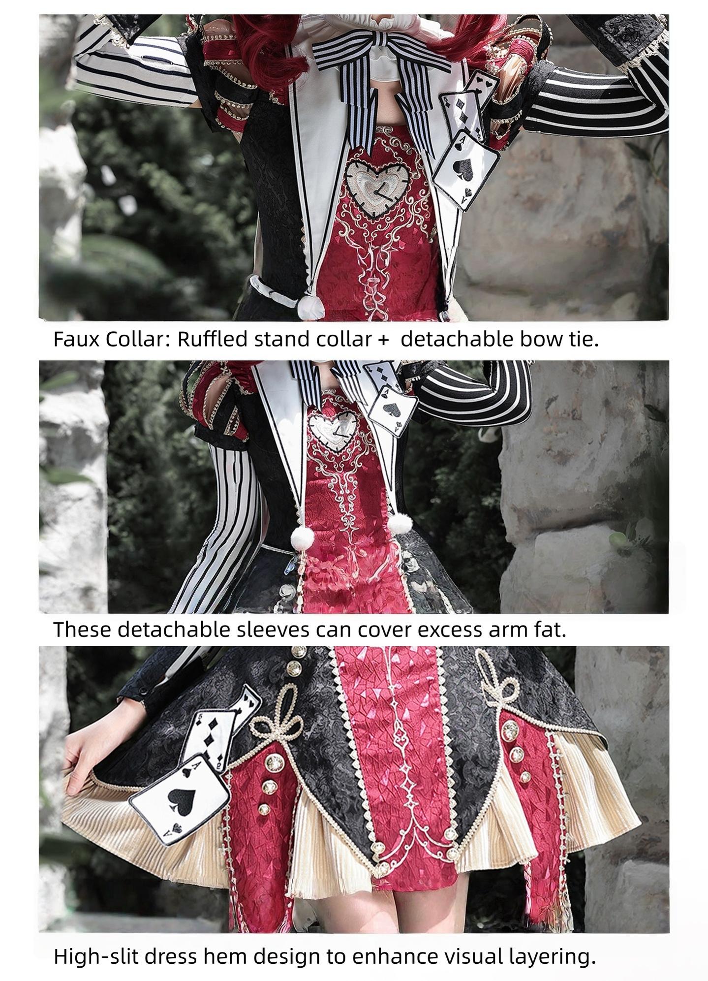 Gothic Lolita Jacquard Dress with Pointed Tail Hem and Accessories - image 6