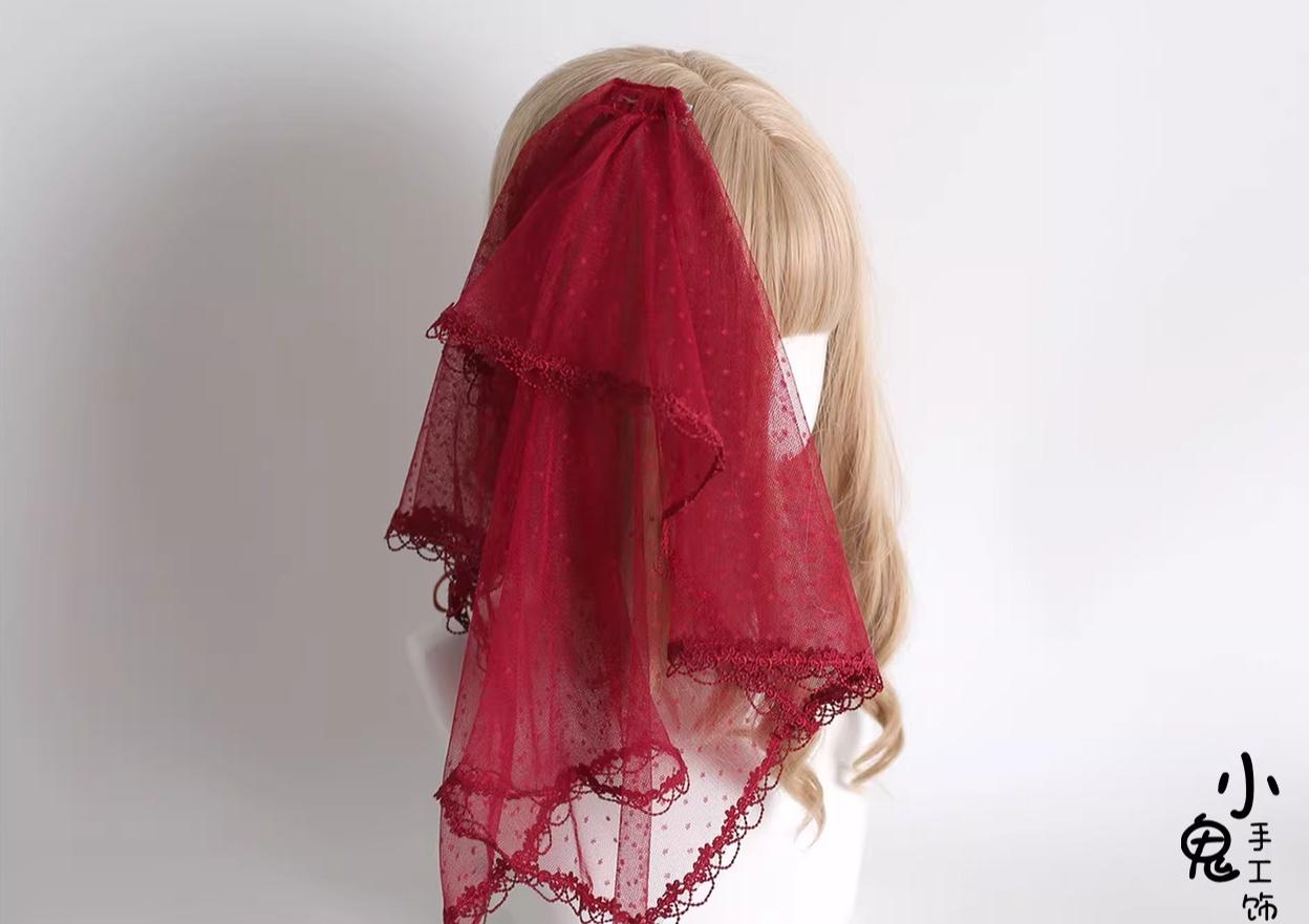 Dark Red Gothic Lolita Headdresses and Floral Veils - image 14