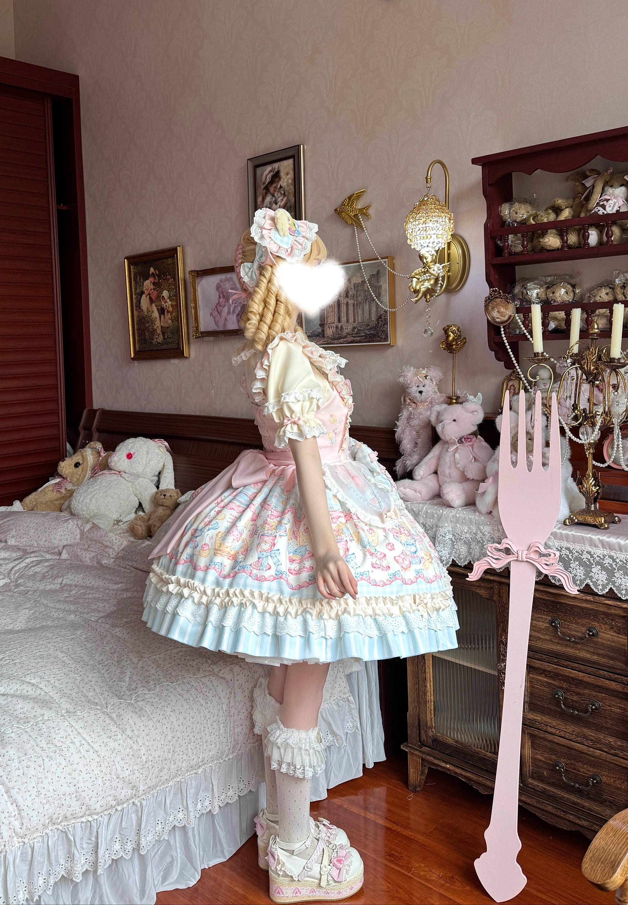Sweet Cat Fruit Candy - Sweet Lolita Dessert Printed JSK Dress, Bows & Ruffles and Accessories - image 20