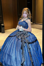 Galaxy of Fallen Tears - Sleeveless Glitter Series Ruffled Bow Asymmetric Sweet Lolita JSK Dress - image 3