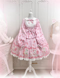 Sakura Bunny - Kawaii Lolita Sakura Print OP Dress, Side Pockets - image 3
