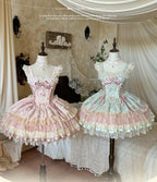 Lotus Crossing - Sweet Lolita Tiered Hem JSK Dress with Satin Bow and Accessories - image 1