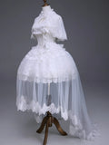 White Hime Lolita Elegant JSK Dress Cape Brooch and High-Low Overlay Set - image 1