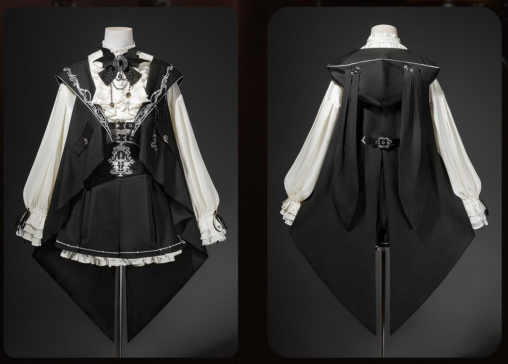 Bunny Ear Meteorite - Embroidered Ouji Lolita Set, Hooded Vest - image 4