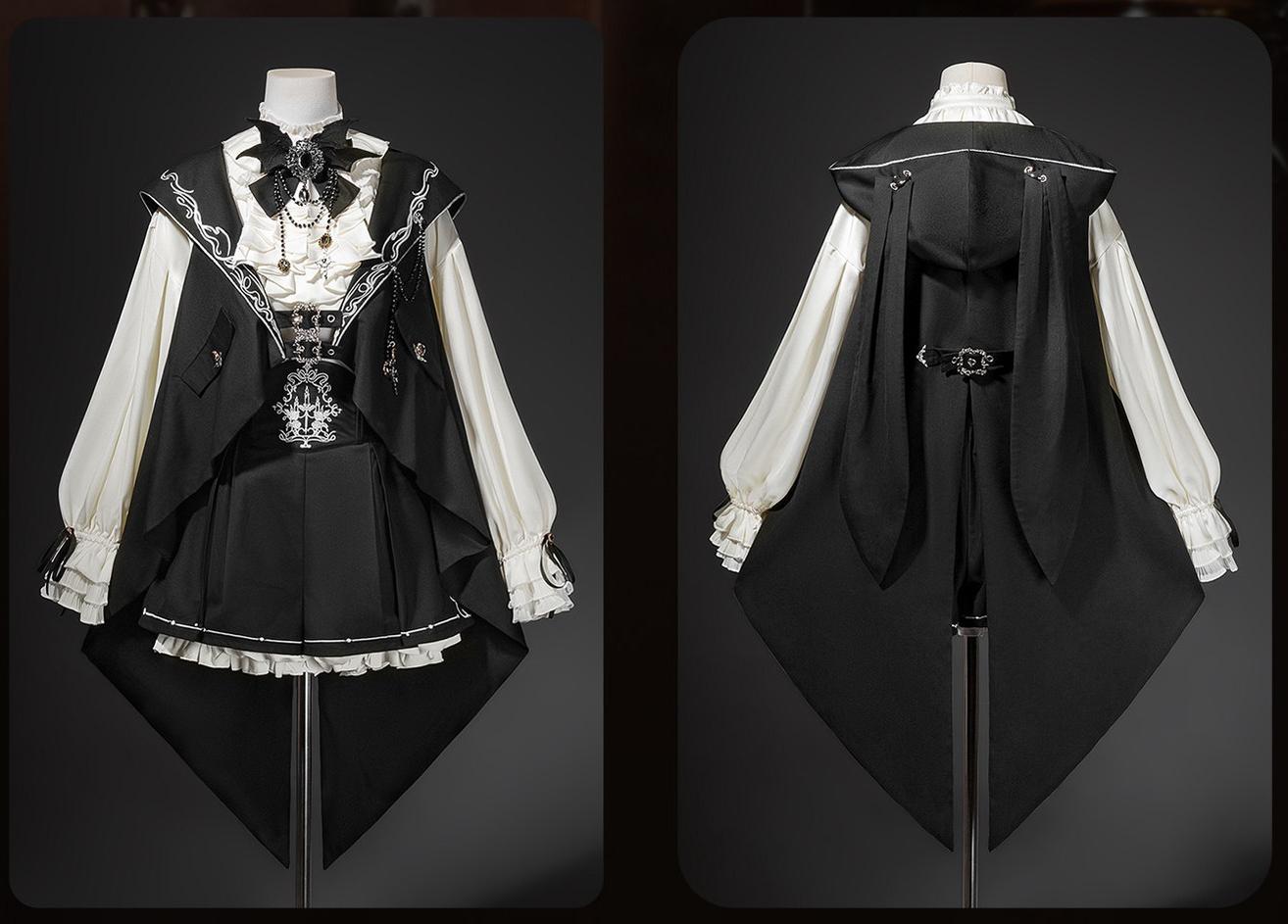 Bunny Ear Meteorite - Embroidered Ouji Lolita Set, Hooded Vest - image 4