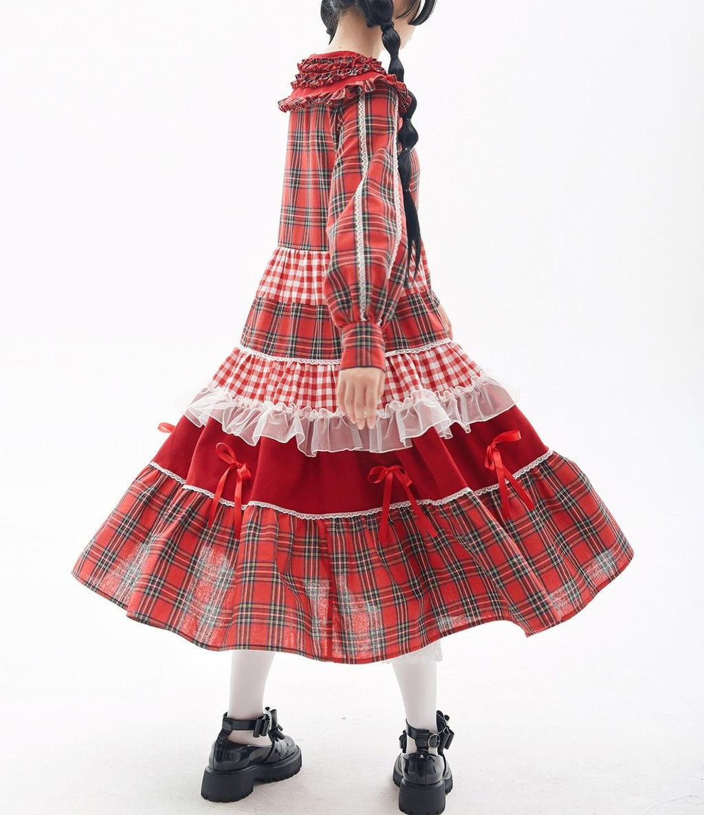 Vintage Lolita OP Dress Red Lolita Plaid Dress for Spring Summer - image 18