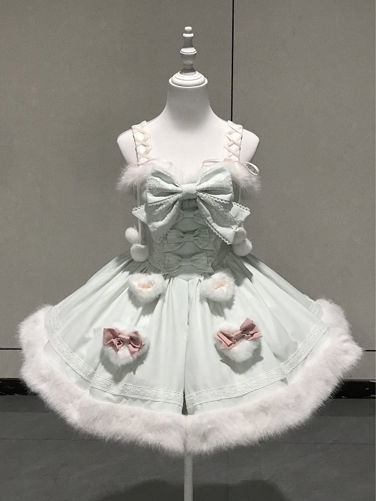 Bunny Ears Hooded Cape - Sweet Lolita Pink & White Faux Fur Dress and Accessories - image 7