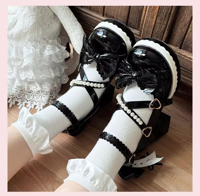 Crush Complex - Sweet Lolita Heel Shoes, Pearls & Bows - image 40