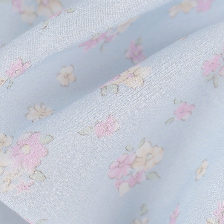 Blue and Pink Floral Strapless Dress with Bow - image 5