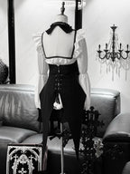 Gothic Tailcoat Waistcoat with Pompoms and Back Lacing - Shi Zhi Mao - image 2