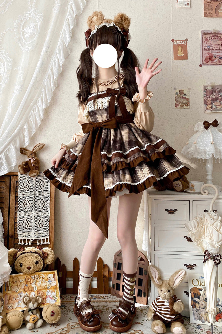 Caramel Cocoa Double-Layered Sweet Lolita JSK Dress - image 4