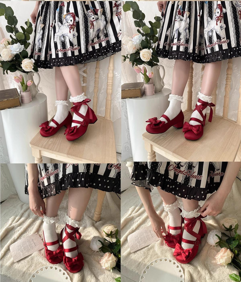 Sissi Satin Bow Sweet Lolita Low Heels - image 10