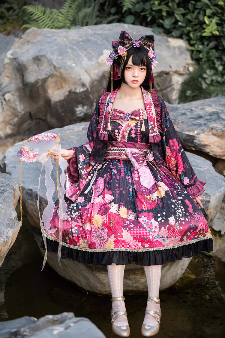 Cherry Blossom Cat Islet - Sweet Lolita JSK Full Set - image 2