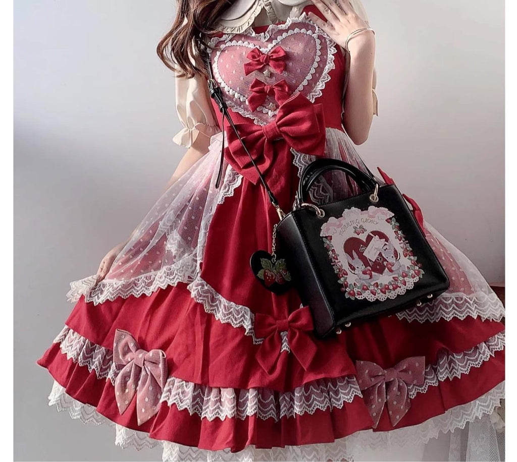 Retro Lolita Handbag PU Square Wedding Bag - image 11