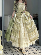 Green Layered-Ruffle Elegant Lolita Dress with Front Button Placket - image 5