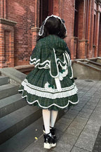Gingham Petal Bunny - Sweet Lolita OP Dress in Green - image 5
