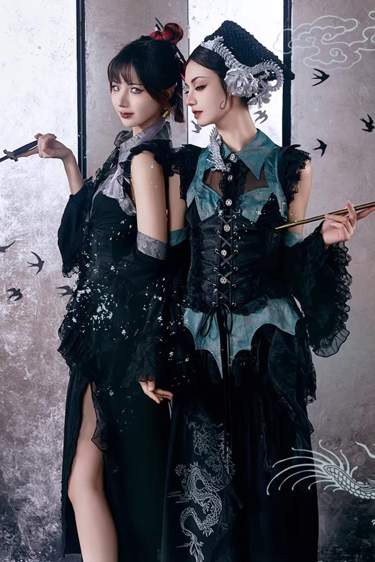 Sky Dragon Gothic Oriental Lolita Skirt Set - image 8