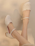Qi-Inspired Beige Beaded Heel Lolita Sandals - image 1