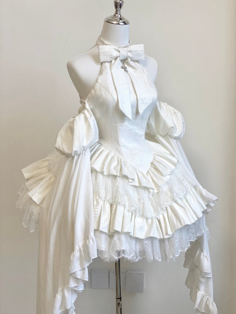 White Cutout Halter Neck JSK Lolita Dress | Diamond Honey - image 1