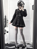 Black Sailor-Collar Jirai Kei Dress, Shorts and Tie Set - image 7