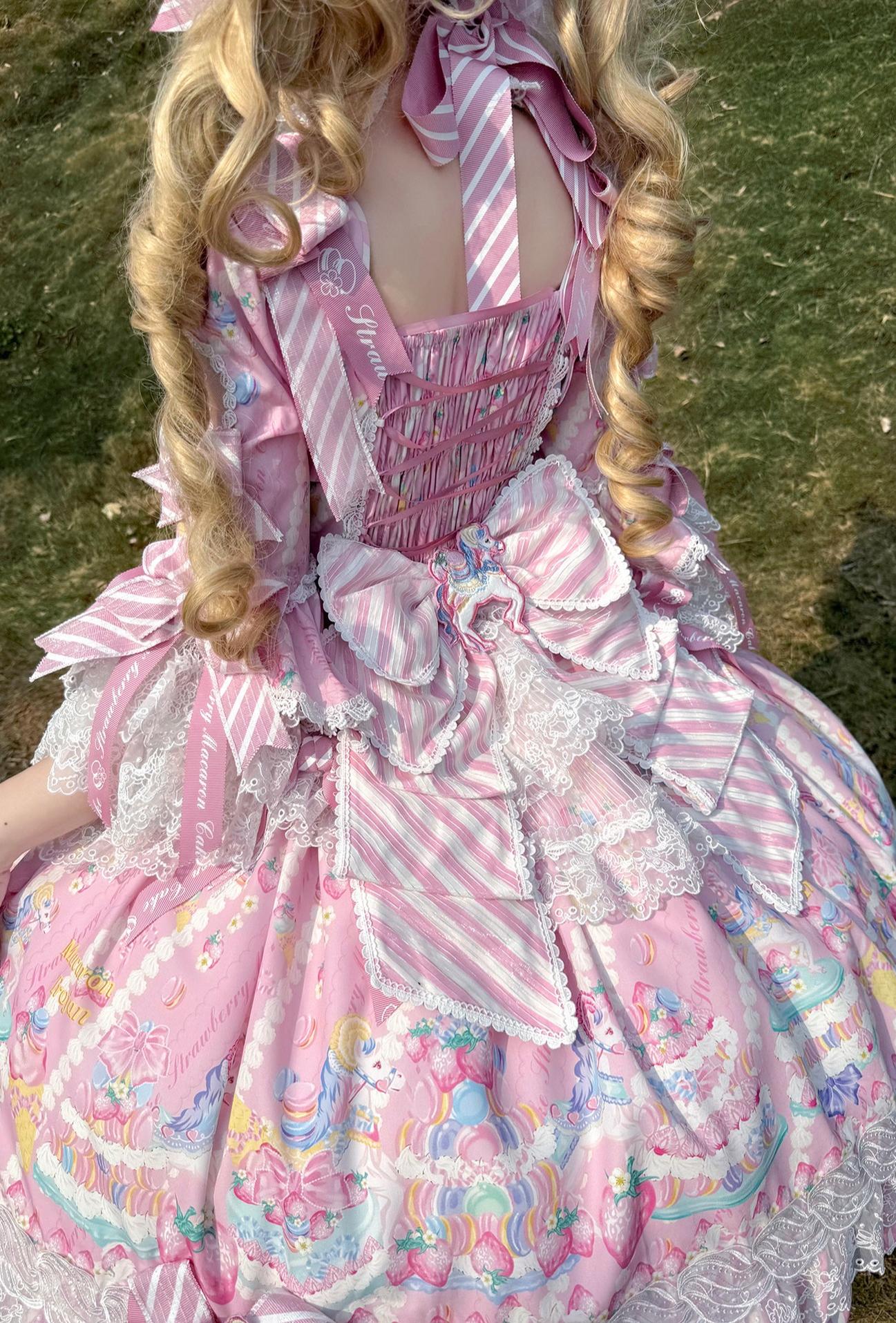 Macaron - Printed Sweet Lolita OP Dress and Old School JSK - image 5