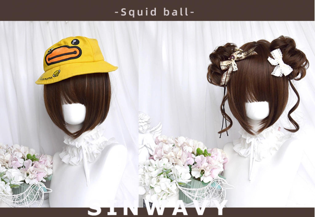 Kawaii Brown Bun Ponytail Lolita Wig - image 11