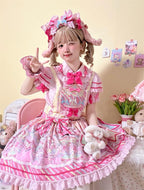 Candy Park Sweet Lolita Print Jumper Dress and Accessories - image 2