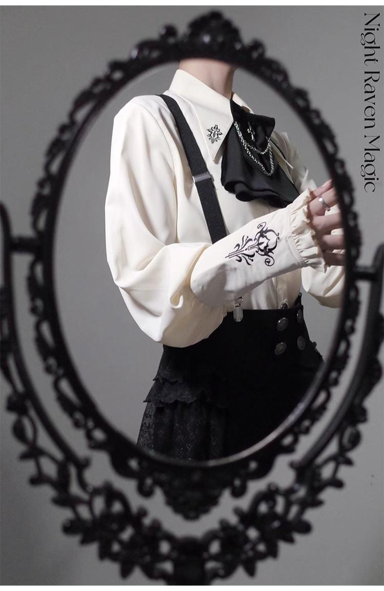 Night Raven Magic - Ouji Lolita Dress Set, Suspender Shorts & Cape - image 20