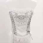 Metallic Angel - Silver-white Punk Lolita JSK, Wing and Rhinestone Details - image 41