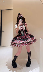 Star Track Academy Stripe Corset Gothic Lolita SK Dress Set - image 13