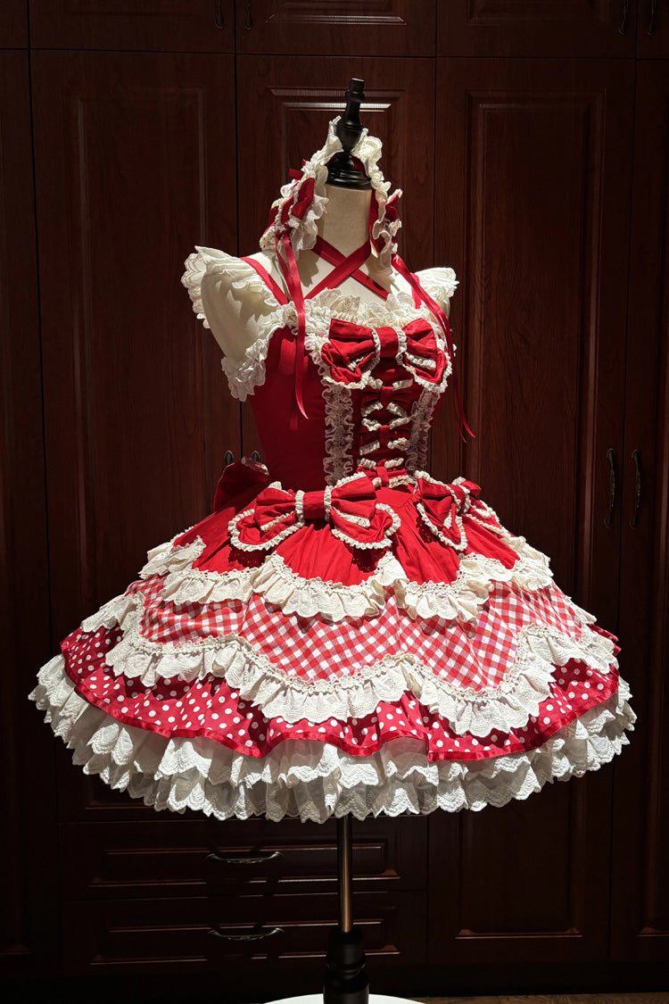 Red Polka Dot Sweet Lolita JSK Dress Set - image 1