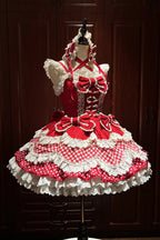 Red Polka Dot Sweet Lolita JSK Dress Set - image 1