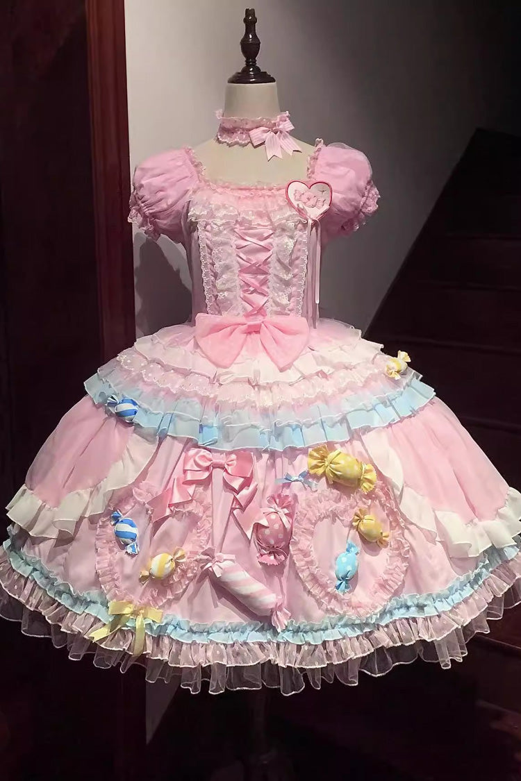 Pink Candy Party Sweet Lolita Short-Sleeve Dress - image 3