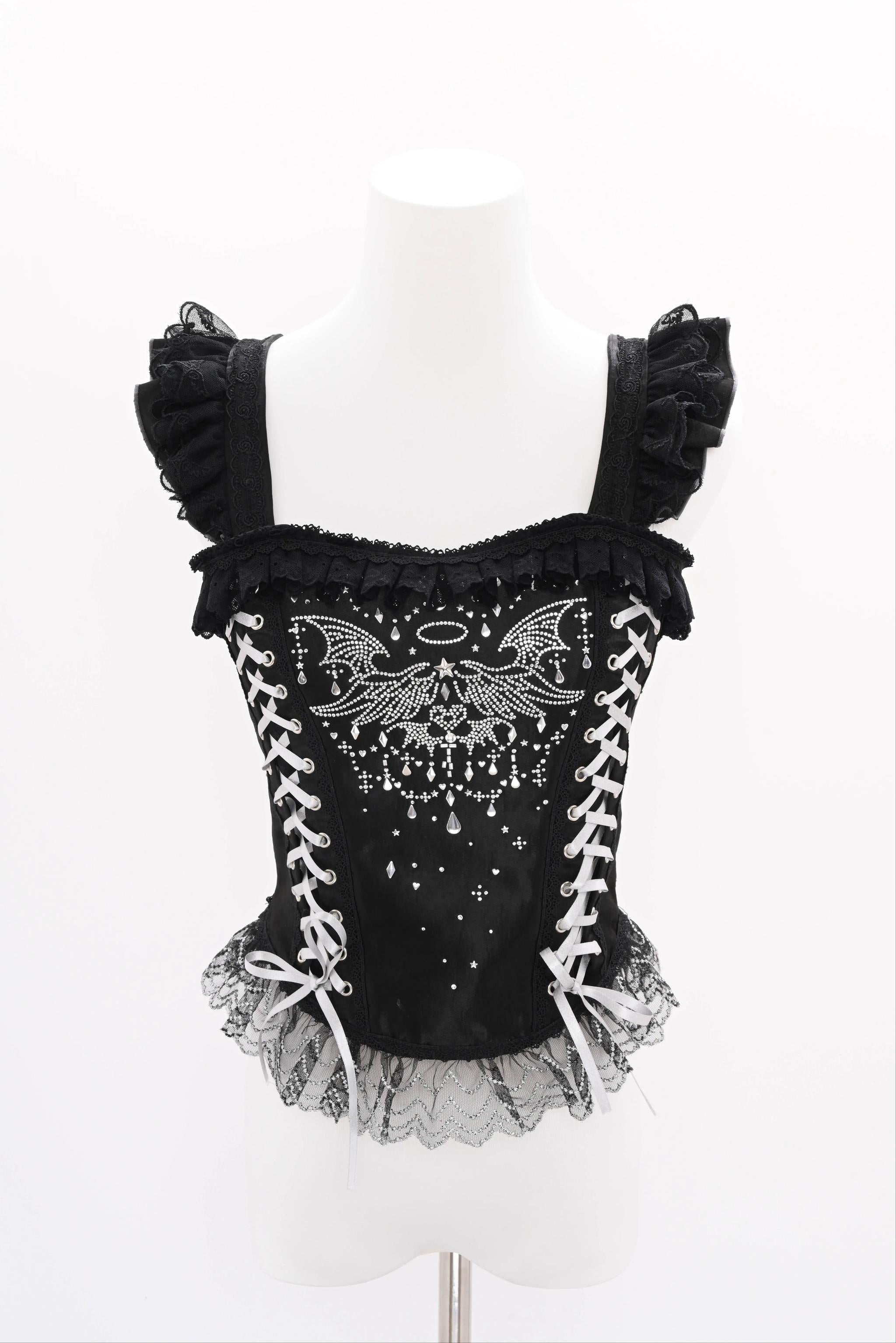 Metallic Angel Black Gothic Lolita Top and Ruffled Skirt Set - image 14