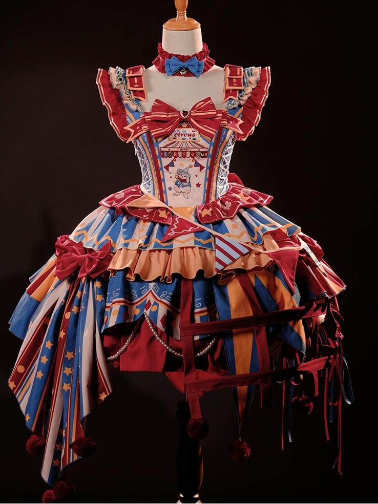 Bunny Circus Embroidery - Sweet Lolita JSK Dress and Detachable Puff Sleeves - image 2