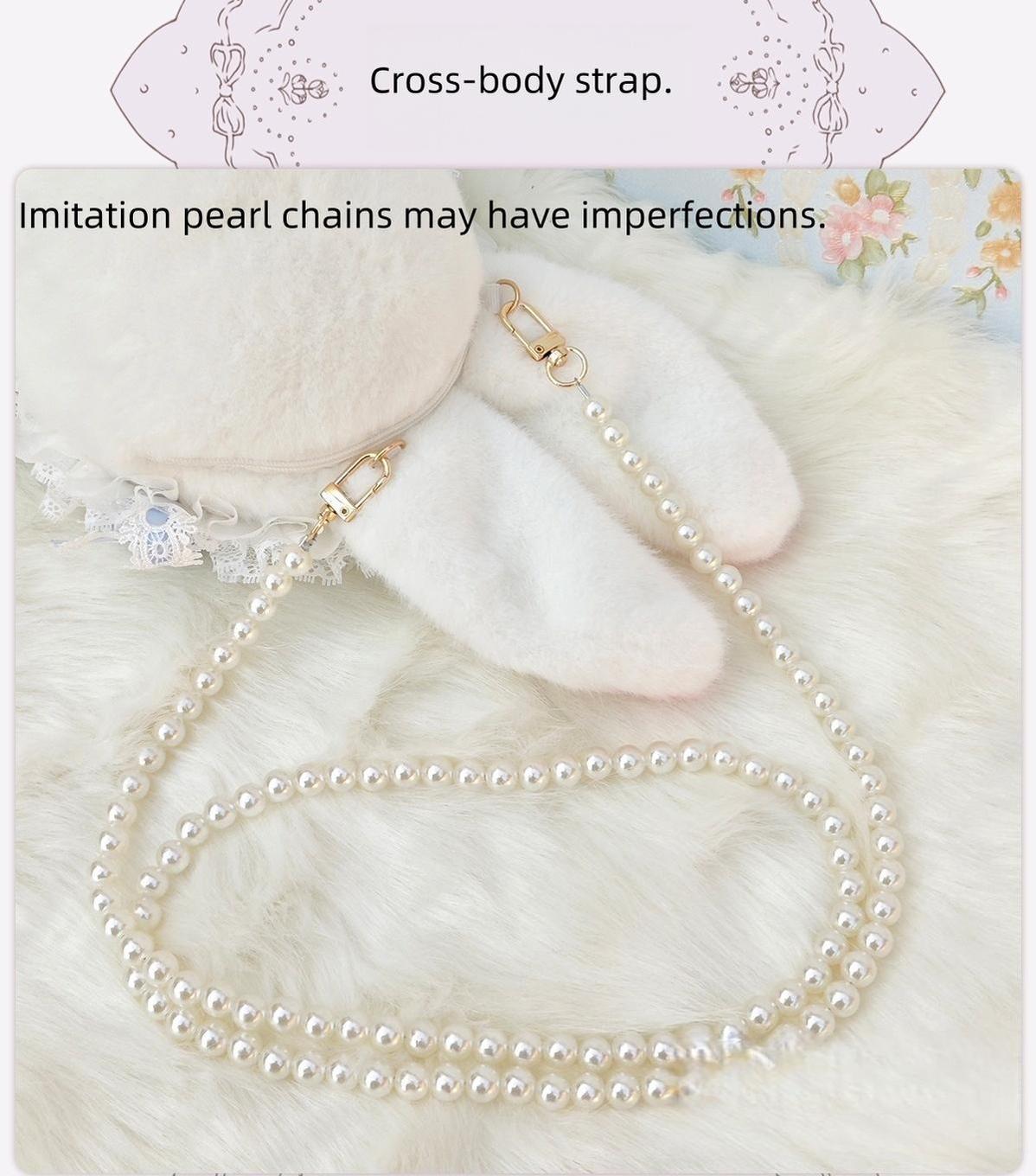 Posable Plush Bunny Lolita Bag with Detachable Pearl Chains - image 12