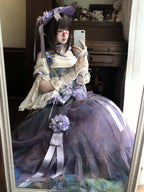 Wild Roses of Arles Purple Green Oil Painting Print Cowl Neck Tail JSK Classic Lolita Dress and Accessories - image 12