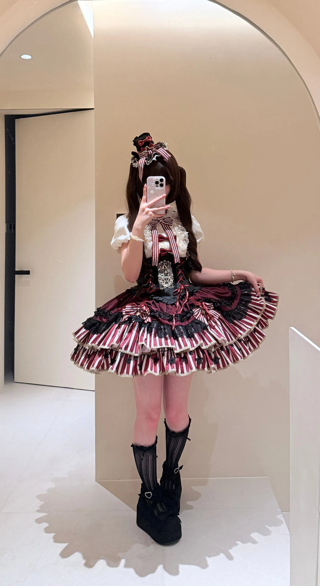Star Track Academy Stripe Corset Gothic Lolita SK Dress Set - image 7