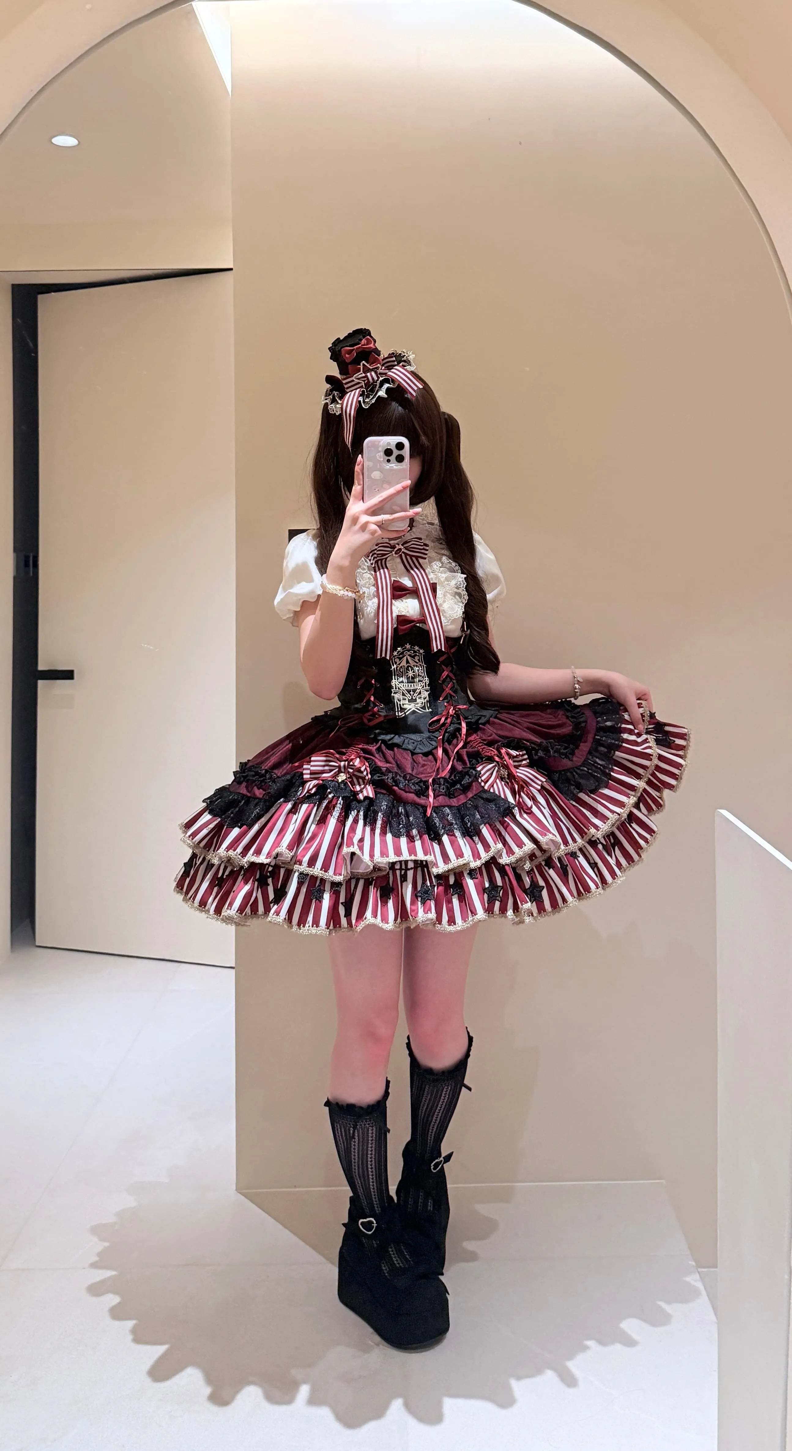 Star Track Academy Stripe Corset Gothic Lolita SK Dress Set - image 7