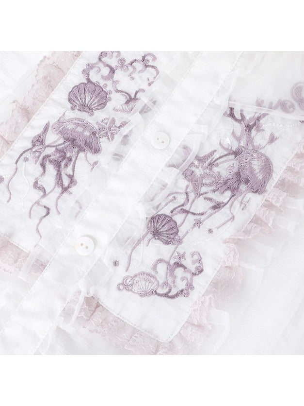 Chinese-Inspired Floral-Embroidered Top and Skirt Coordinate - image 4