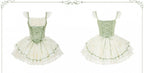 Beige and Green Boned Corset Waist Short JSK Dress Set - image 6