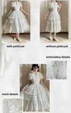 Morning Dew Lily - White Classic Lolita OP Dress, Tiered Skirt - image 9