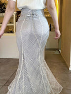 Elegant Blue Sequin Mermaid Skirt - image 3