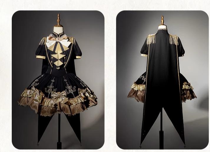 Glitter Oath - Military Lolita OP Dress with Detachable Split Tail Cloak - image 20