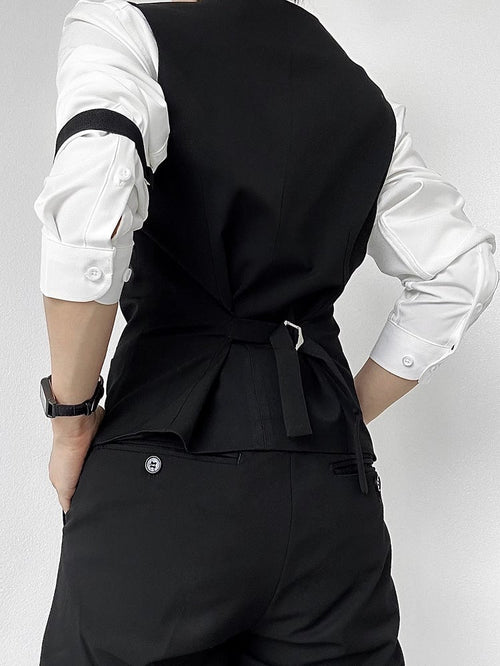 ASAE Black V-Neck Ouji Suit Vest - image 2
