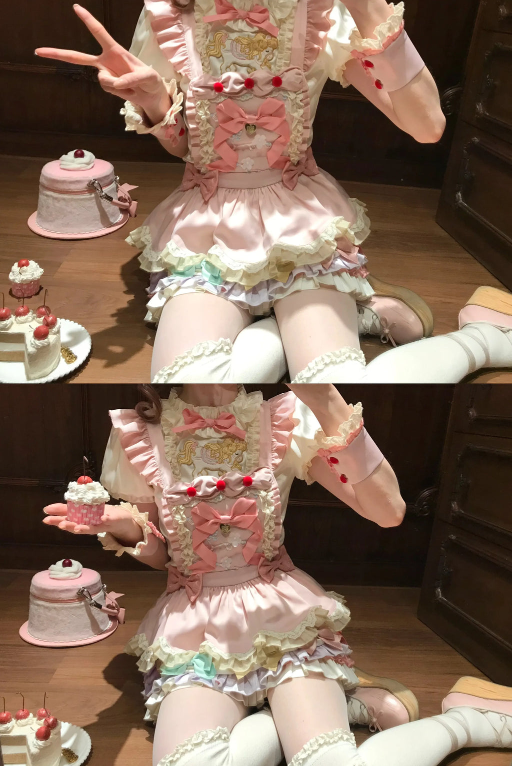 Dream Parade Pink Pony Embroidery Sweet Lolita OP and Skirt Set - image 4