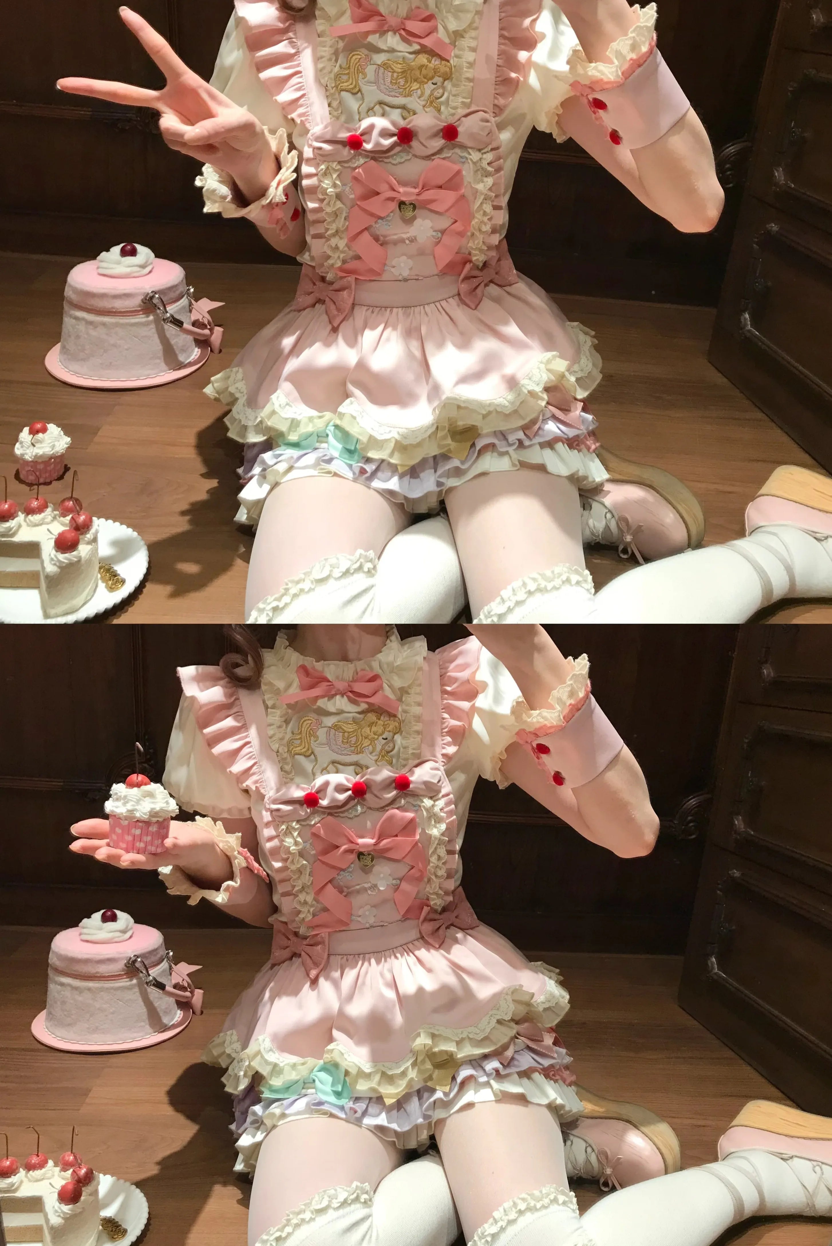 Dream Parade Pink Pony Embroidery Sweet Lolita OP and Skirt Set - image 4